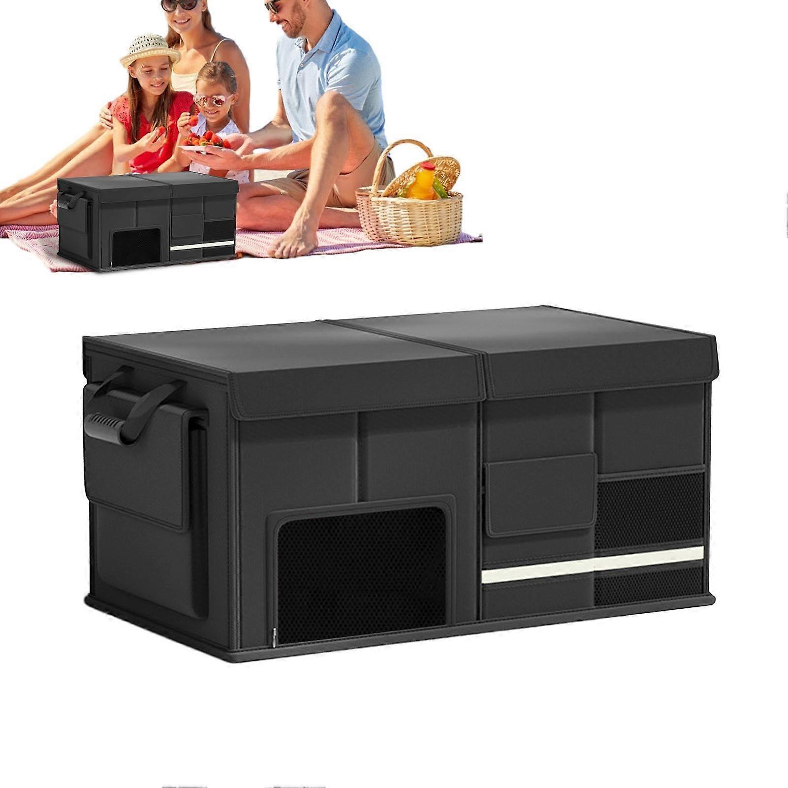 Car Trunk Organizer With Lid, 60L Large Capacity, Foldable Storage Box, WearResistant, Black