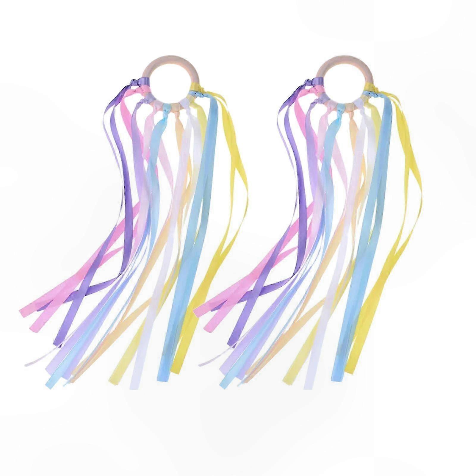 2 Pieces Sensory Ribbon Rings for Babies to Develop Color Recognition Skills