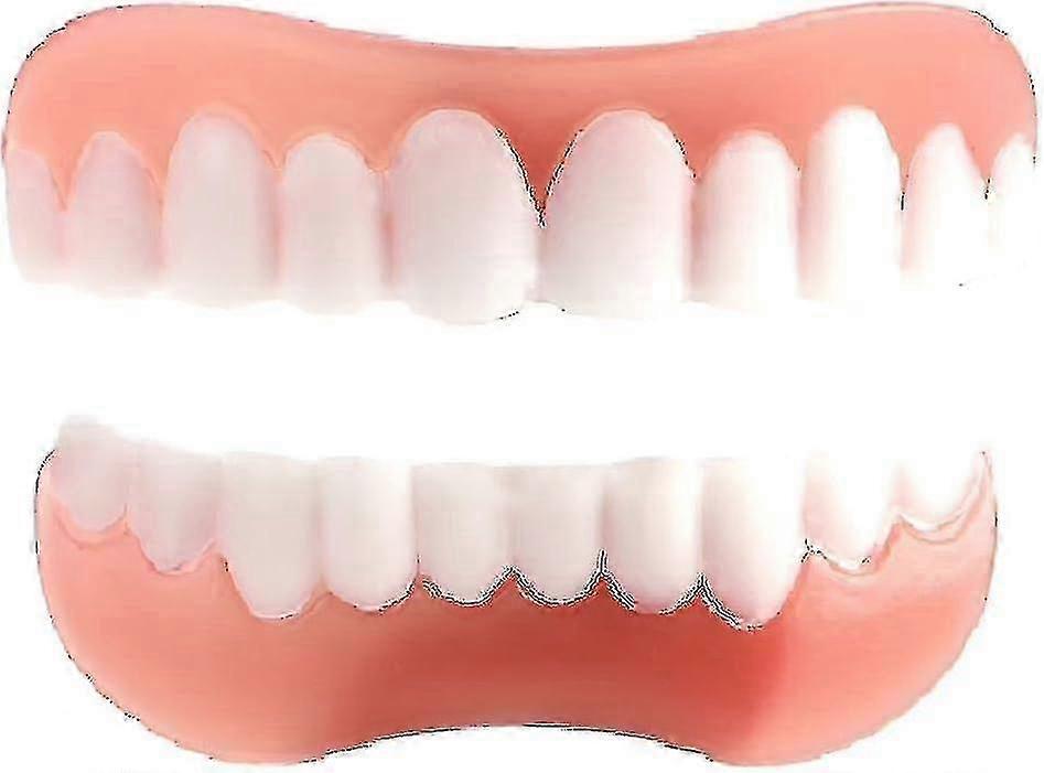Veneer Dentures Set, 2pack Upper And Lower False Teeth, Bright White Shade, Comfortable Adjustable Fake Teeth