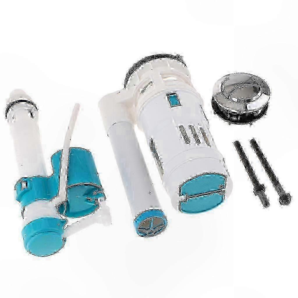 Complete Toilet Repair Kit with Fill Valve, Flush Valve, and Dual Flush Button for Cisterns