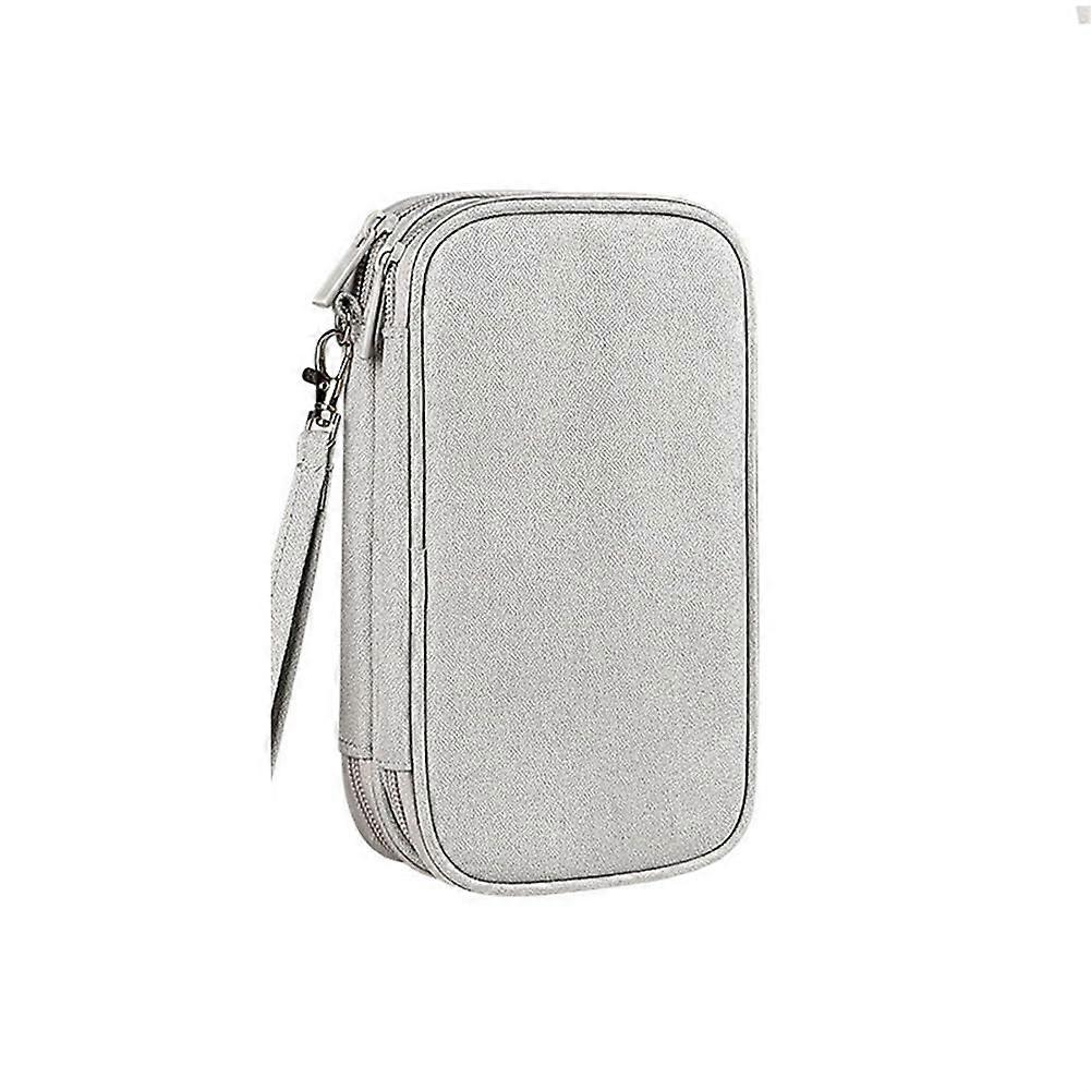 Multifunctional Double Layer Digital Bag USB Data Line Charger Plug Organizer Travel Electronic Organizer Grey