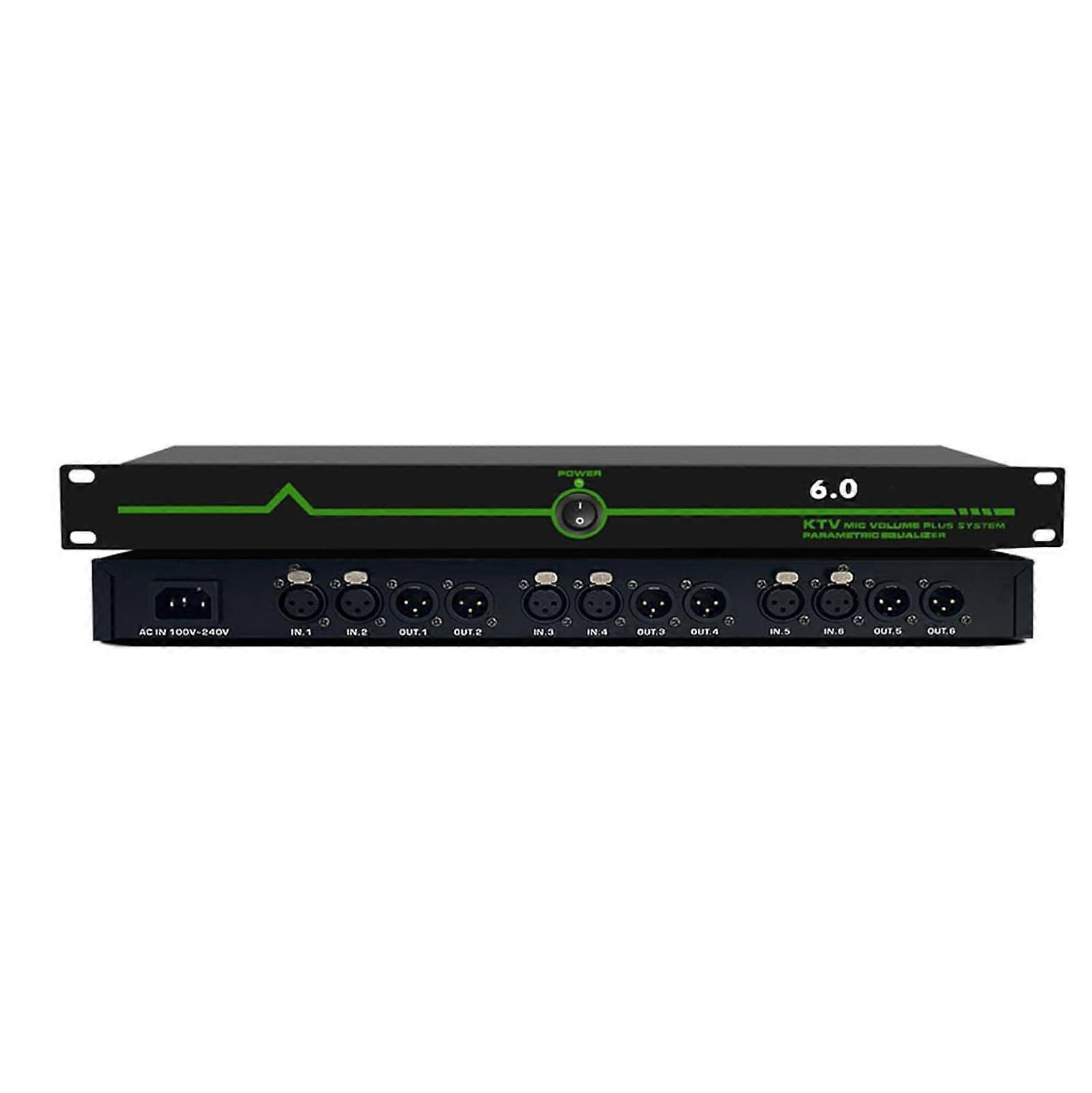 Professional Feedback Suppressor 6In6 Out Mic AntiHowl Freq Shifter Level 5 AntiSquealing 12Seg Retention For Stage