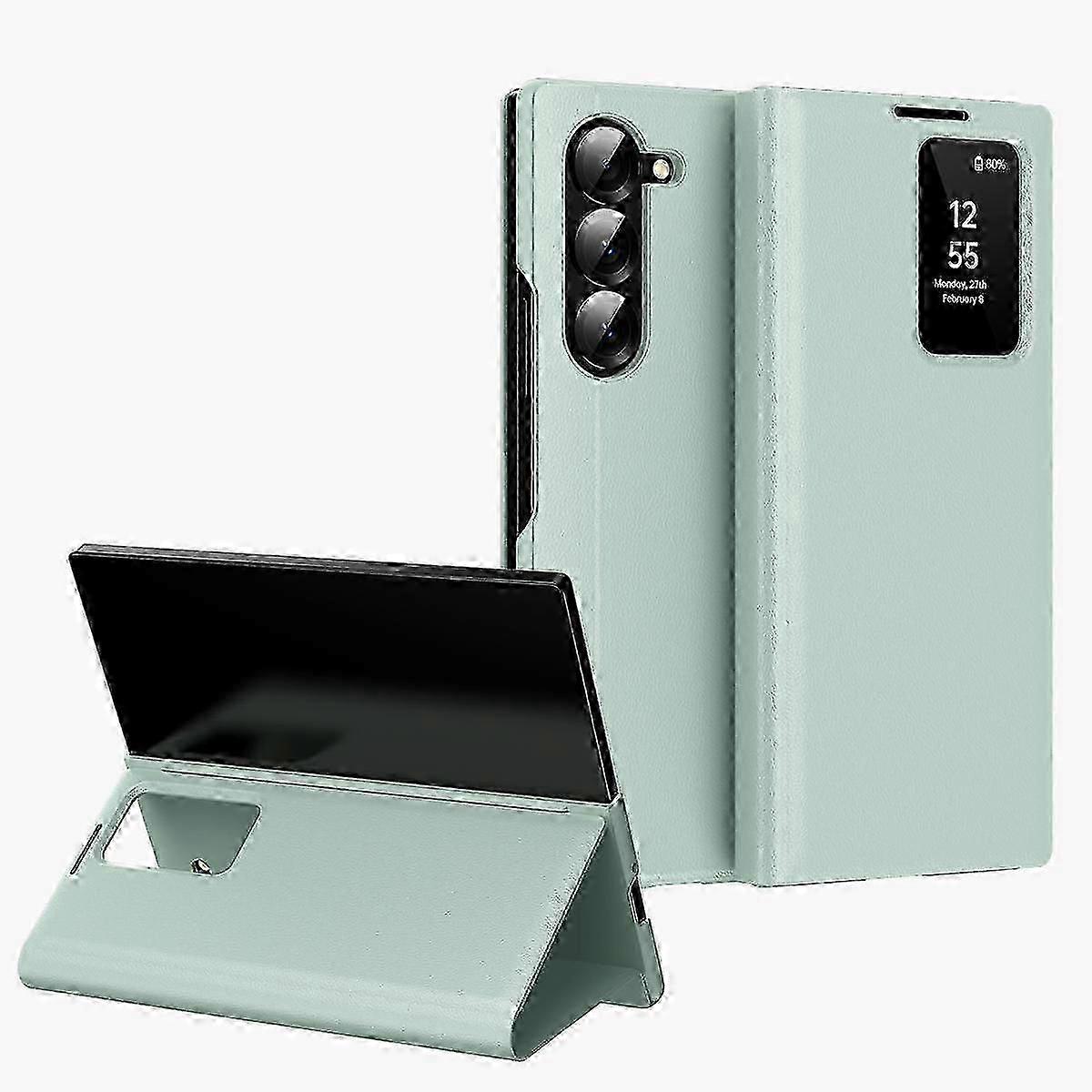 Smart View Window Leather Phone Case with Card Slot - TPU PC PU Protective Cover??
