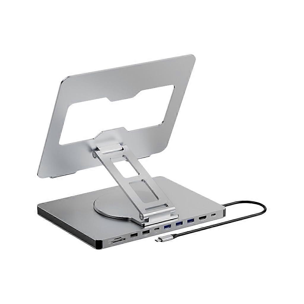 10 In 1 Laptop Expansion Adapter Three USB 3.0 Ports 4K60Hz Output No Ethernet Port Model A SlipProof Holder Stand
