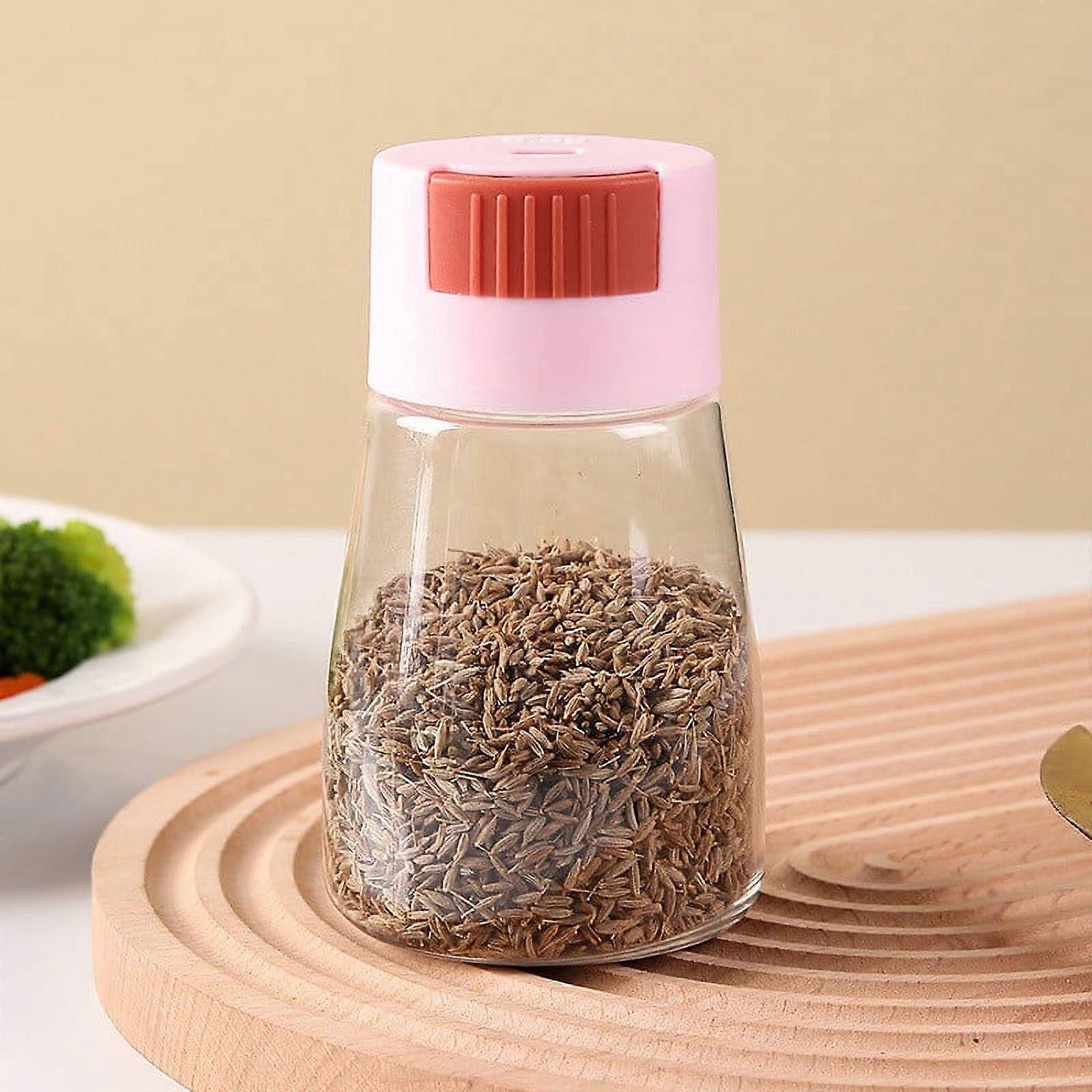 Wtgtog Measuring Glass Dispenser, Push-In Glass Dispenser With Pepper Control Seasoning Bottle And A Single Discharge Of 0.5 Grams Pink