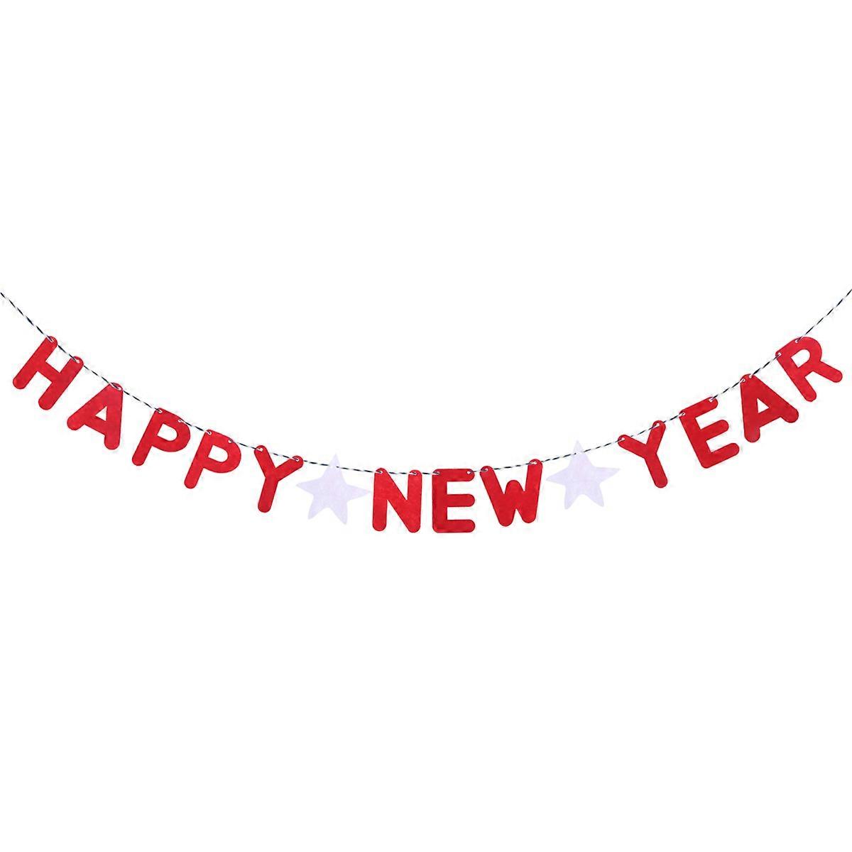 Red Happy New Year Banner for Decoration 2 Meters Fabric Garland