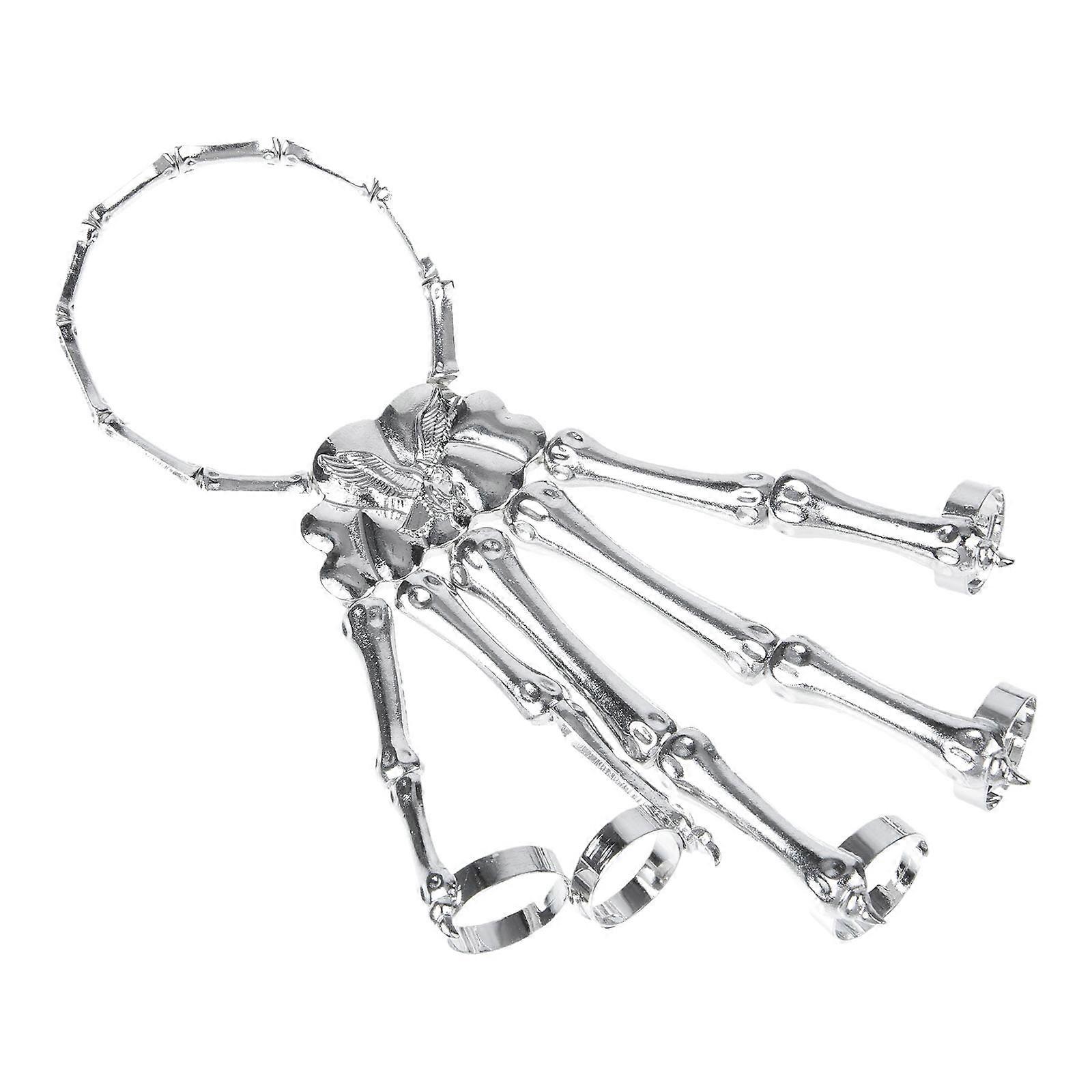 Skeleton Hand Bracelet Halloween Punk Style Silver 5Pcs Set