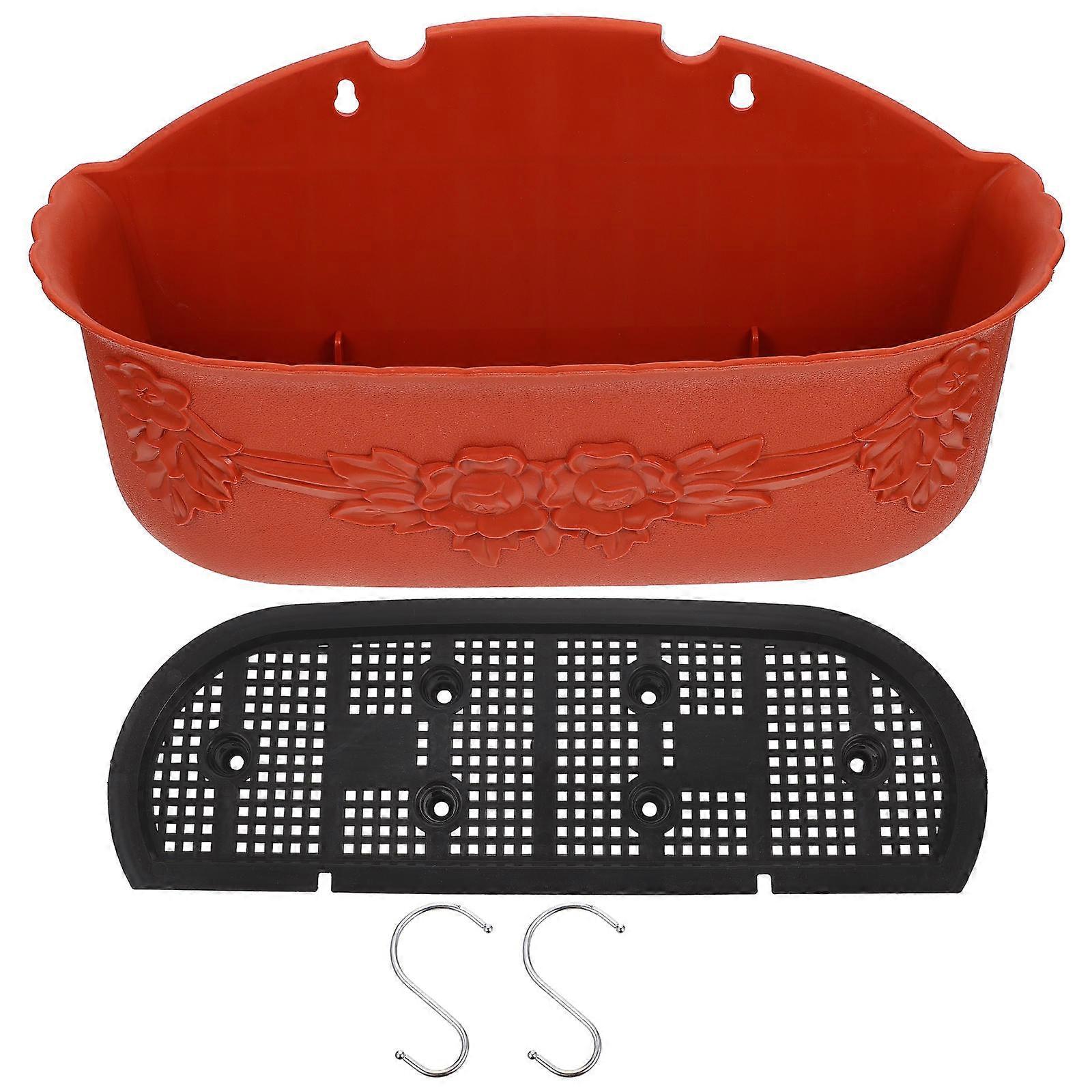 Red Hanging Planter Plastic Flower Pot for Garden Use 2Sets