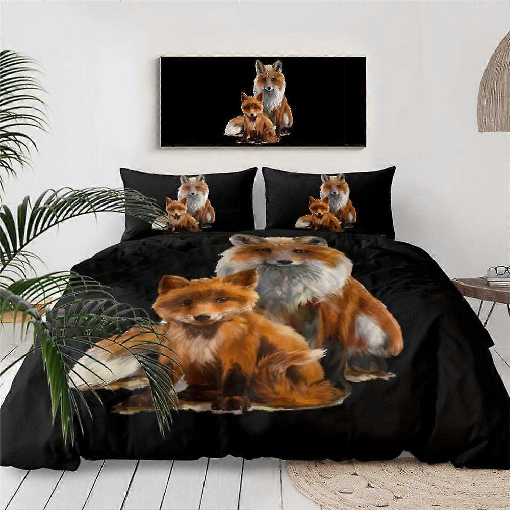 t598 3D Children Duvet Cover Set Single Golden Animal Fox Bedding Set Printed Comforter Cover 3 Pieces Bed Sets With Zipper Closure With 2 Soft Microf