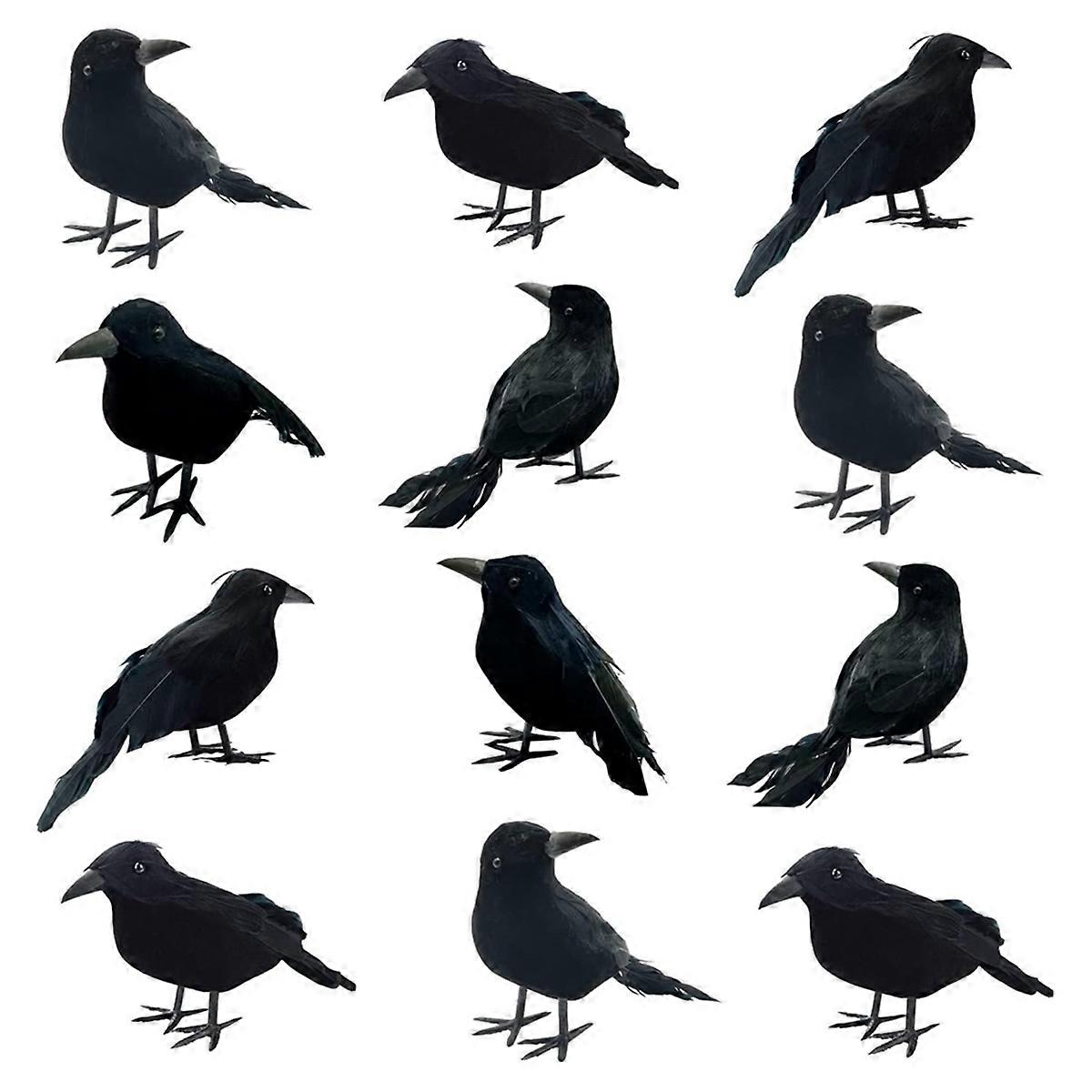 12Pcs Halloween Black Crows, 3 Styles