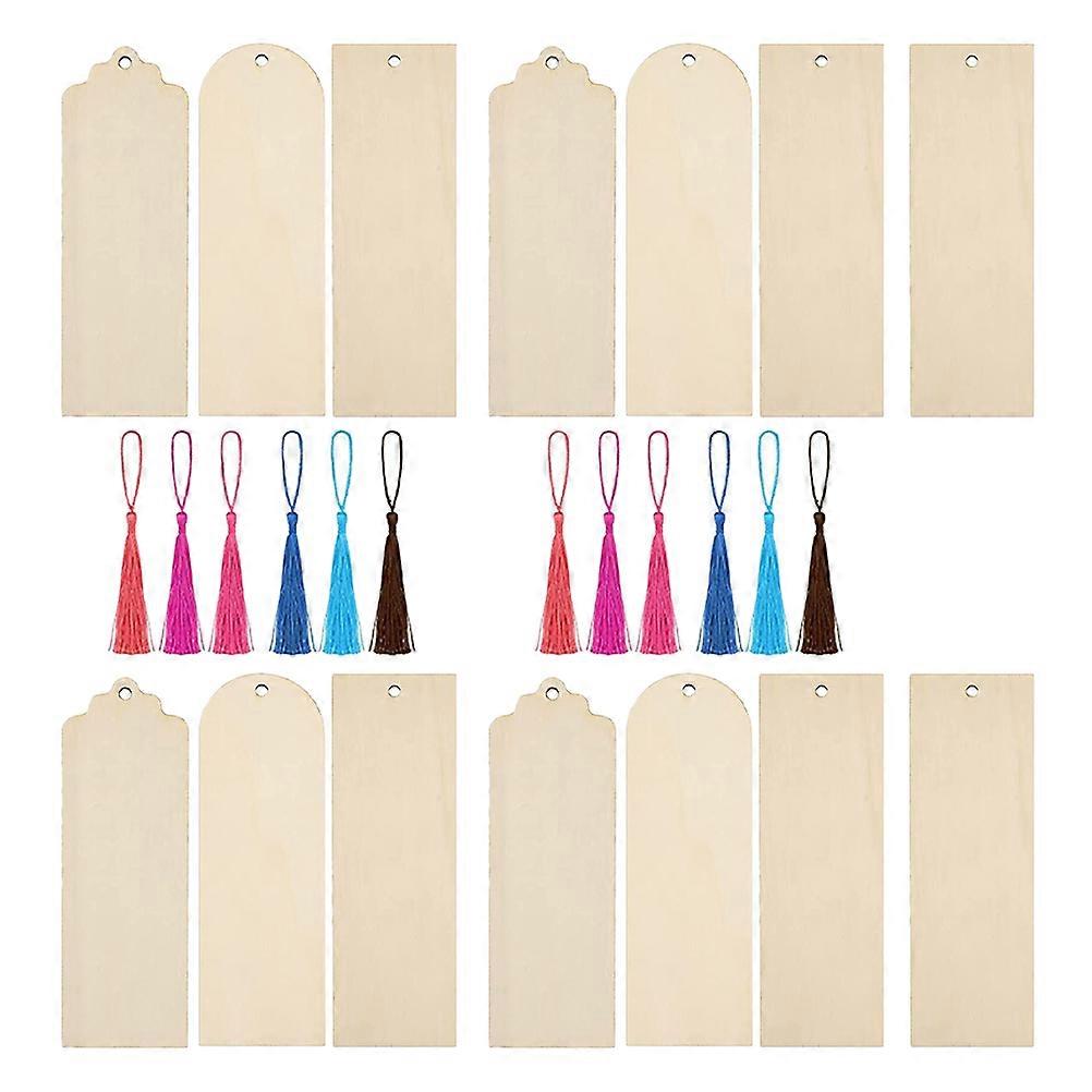 Wood Bookmark Blank Set for DIY 5Sets Smooth Surface Wooden Tags