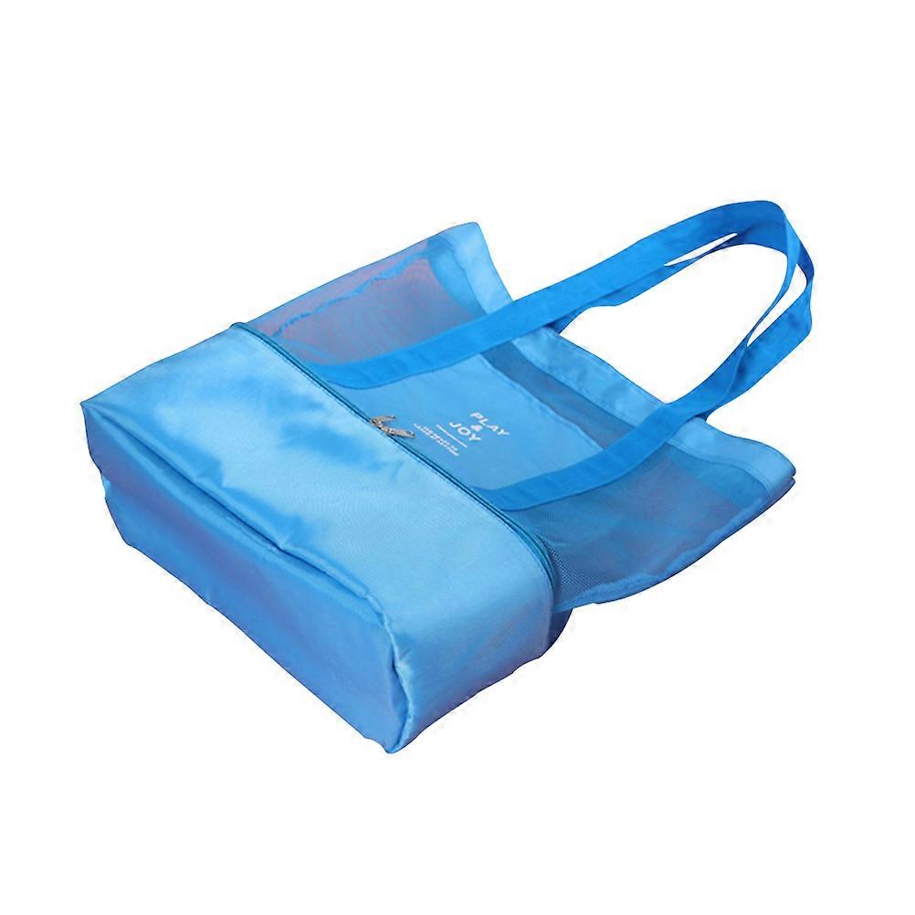 Canvas Mesh Beach Bag with Cooler Compartment for Keeping 2Pcs