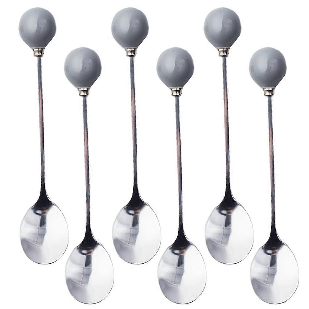 Home Tableware Mini Spoon Ceramic Handle for Coffee 18Pcs Grey Set