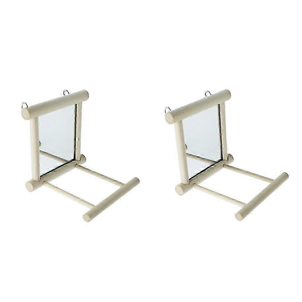2 Pcs Swing Parrot Cage Toys Swing Hanging Play With Mirror Landing Perch 2025