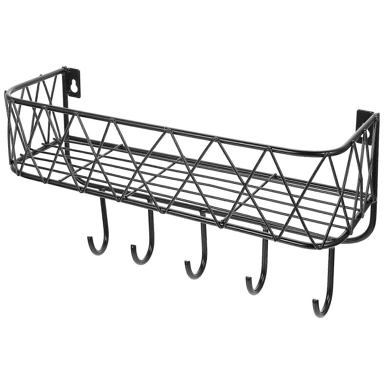 Black Metal Hook Storage Rack for Keys and Wall Hanging Use