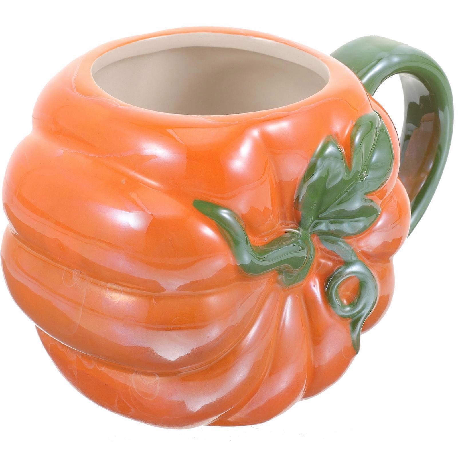 Decorative Pumpkin Mug Ceramic Cup for Halloween 4Pcs Cups Set