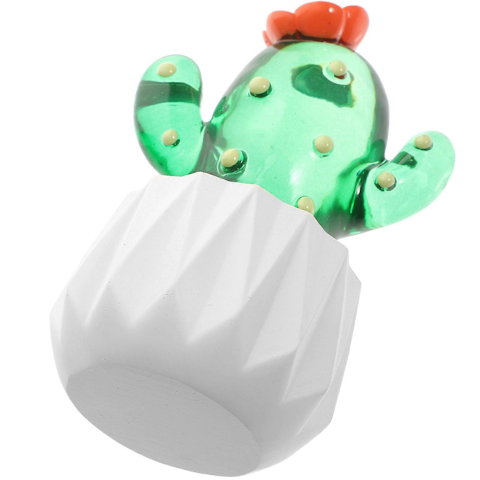 Decorative Artificial Flowers Resin Cactus Ornaments for Room Decor 2Pcs