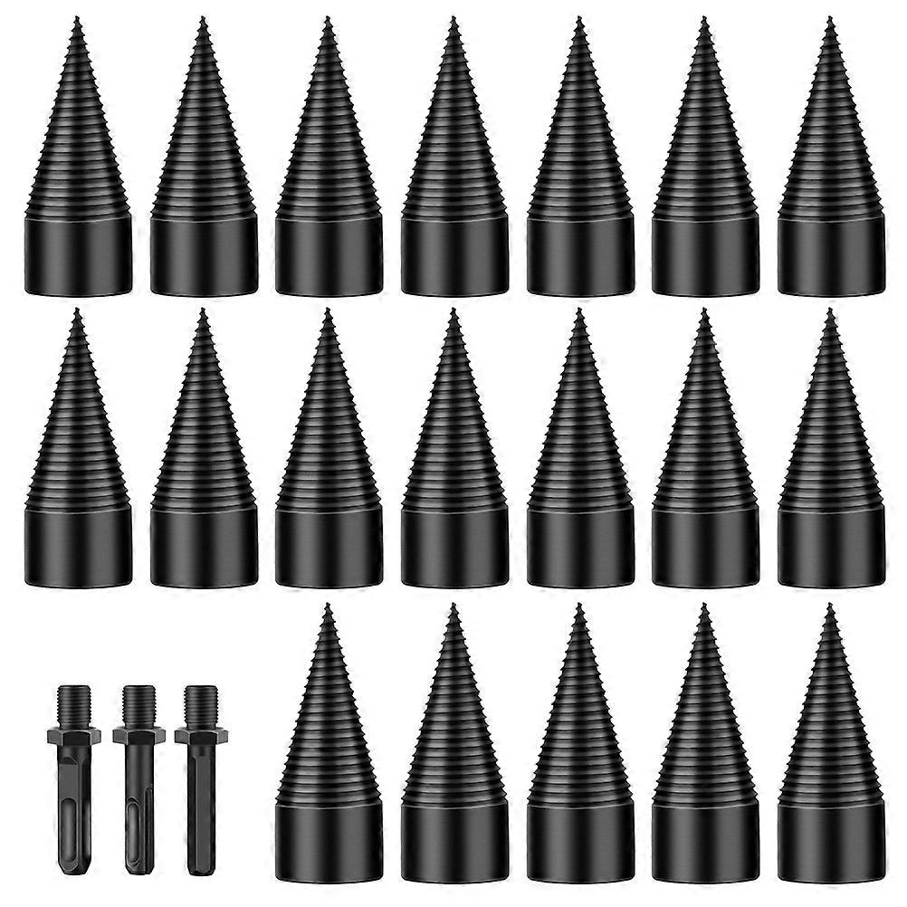 Woodworking Tool for Firewood Splitting 2Sets Cone Steel Drill Bits