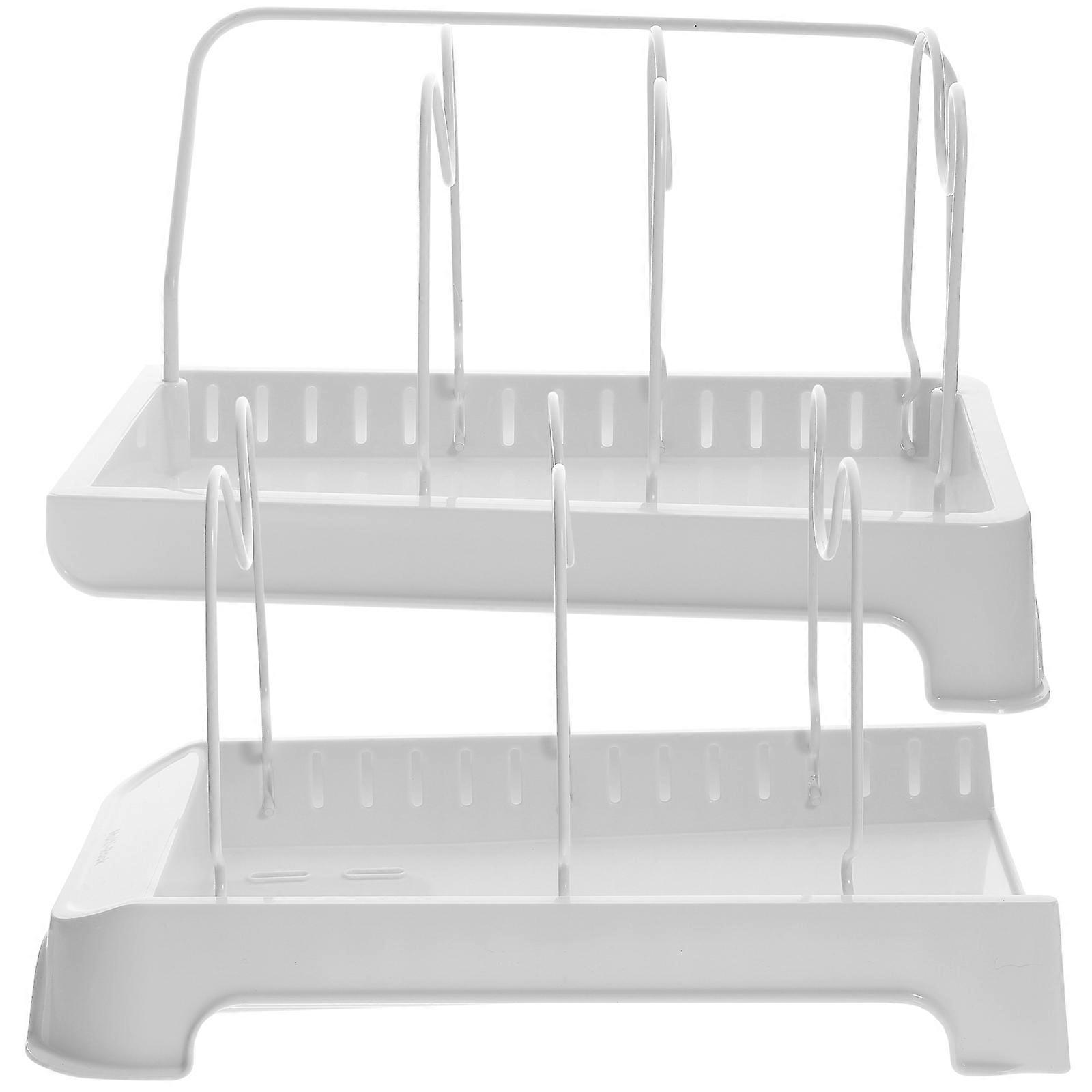 2Pcs White Adjustable Dish Drainer Compact Dish Drying Rack Suitable For Kitchen Countertop