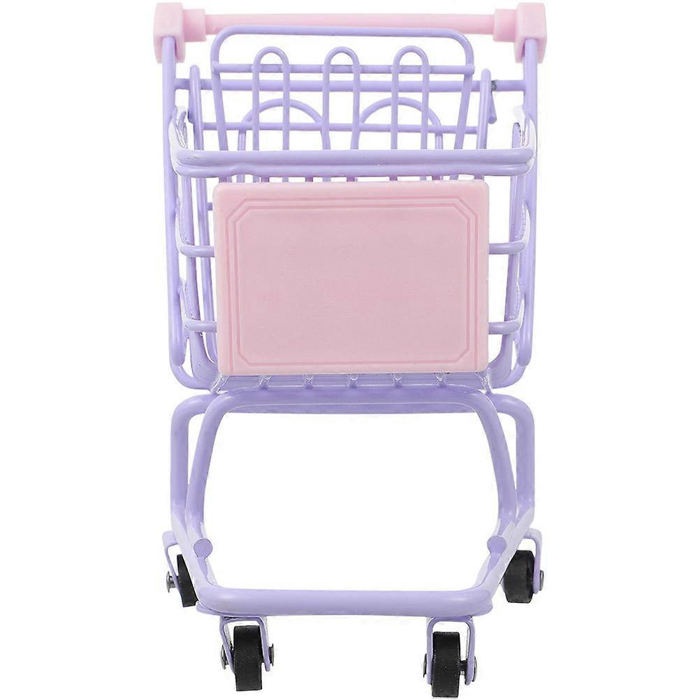 Lavender Small Shopping Cart Toy for Decor Model Iron Material