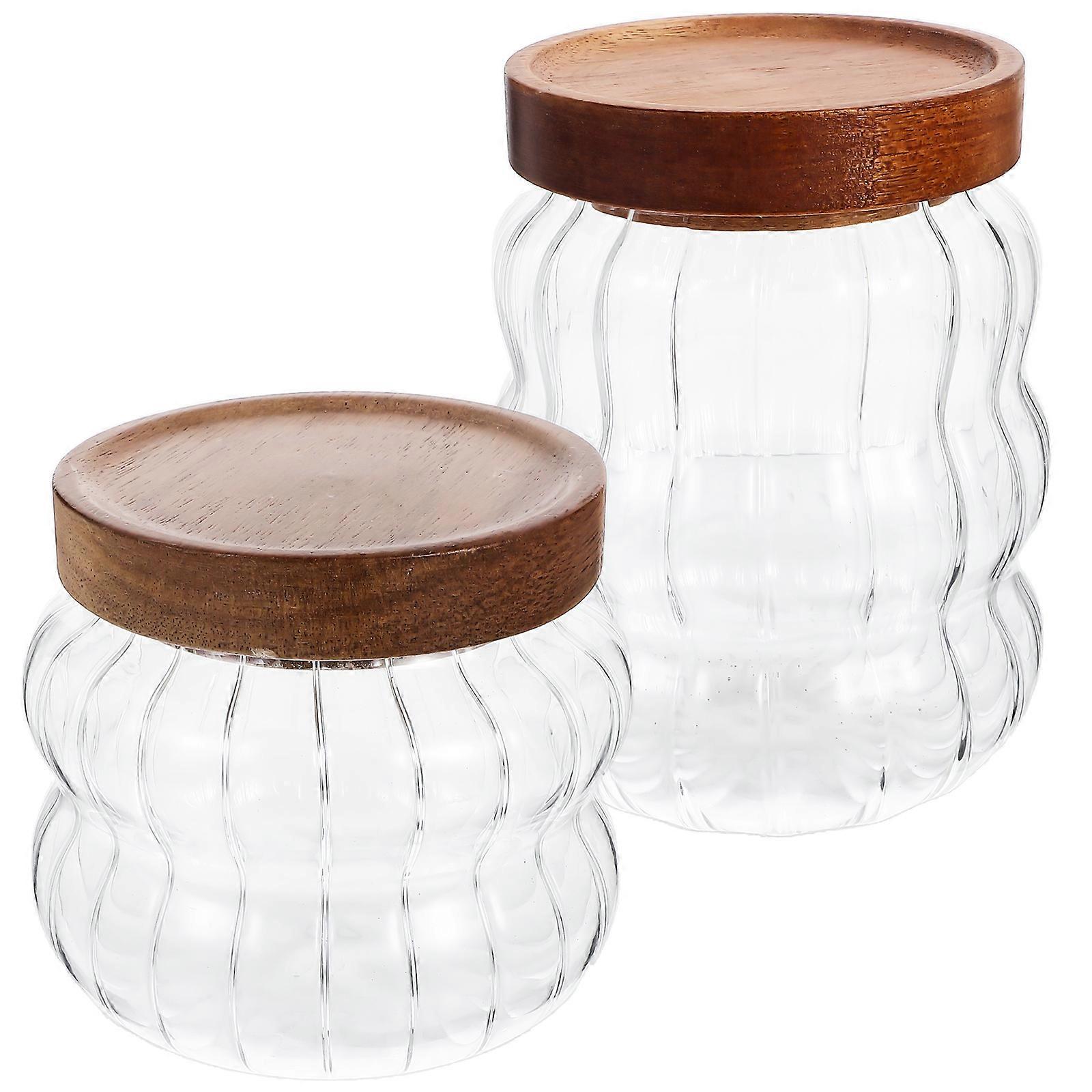 Glass Food Storage Jar with Airtight Lid for Pantry Storage 2Pcs Pack