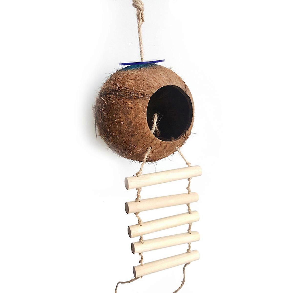 Bird Nest Coconut Shell Nest 3Pcs Natural Hideaway For Parakeets Budgerigar And Small Pets 14 X 14 X 14 Cm Provides Shelter