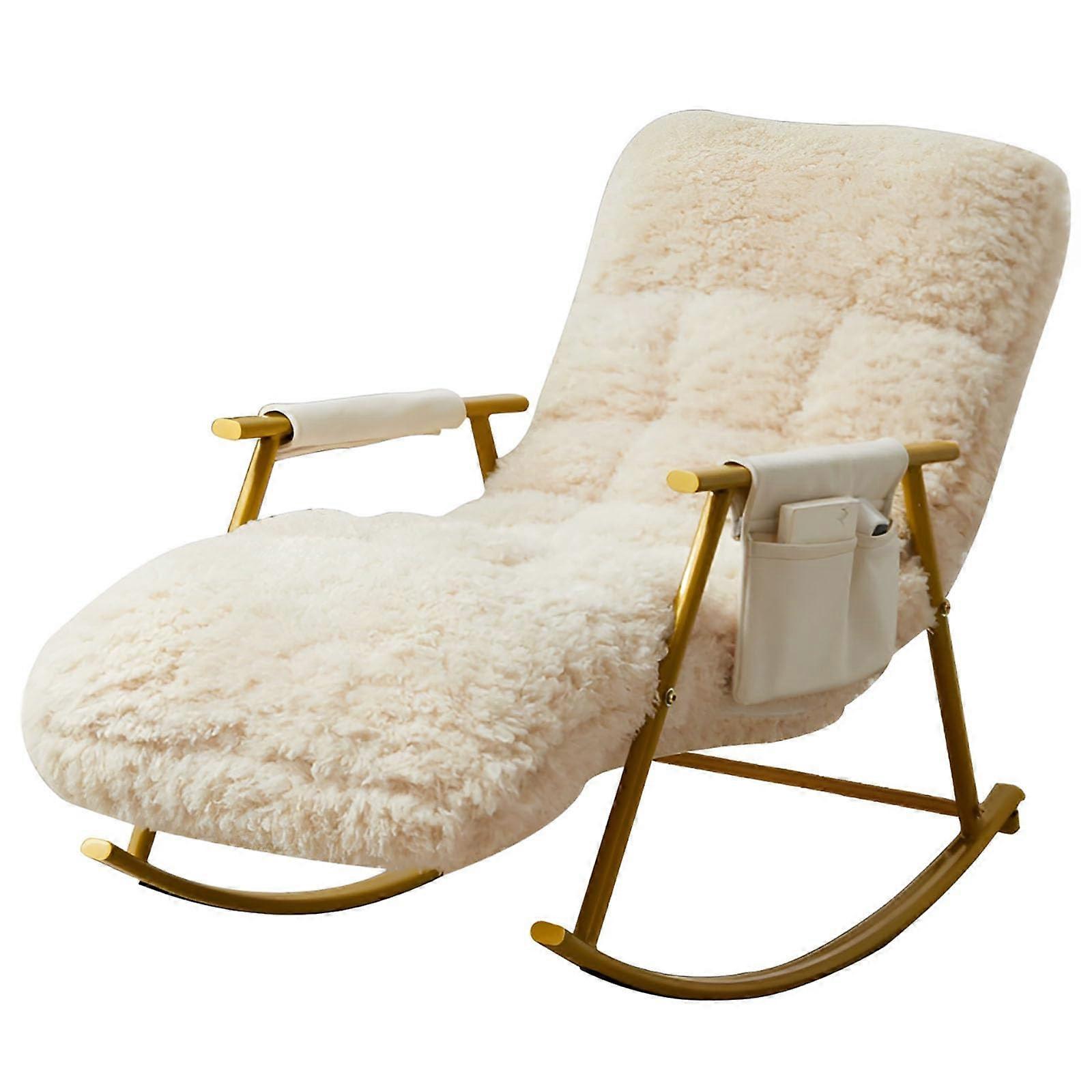 Rocking Chair Nursery Glider, Adjustable FiveLevel Recline, Recliner And Bed Convertible, Golden Legs
