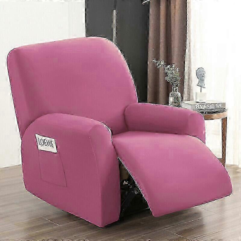 Unbrand 4 Pieces Waterproof Recliner SofaCover Living Room Elastic ChairCover Lazy Boy rubber red