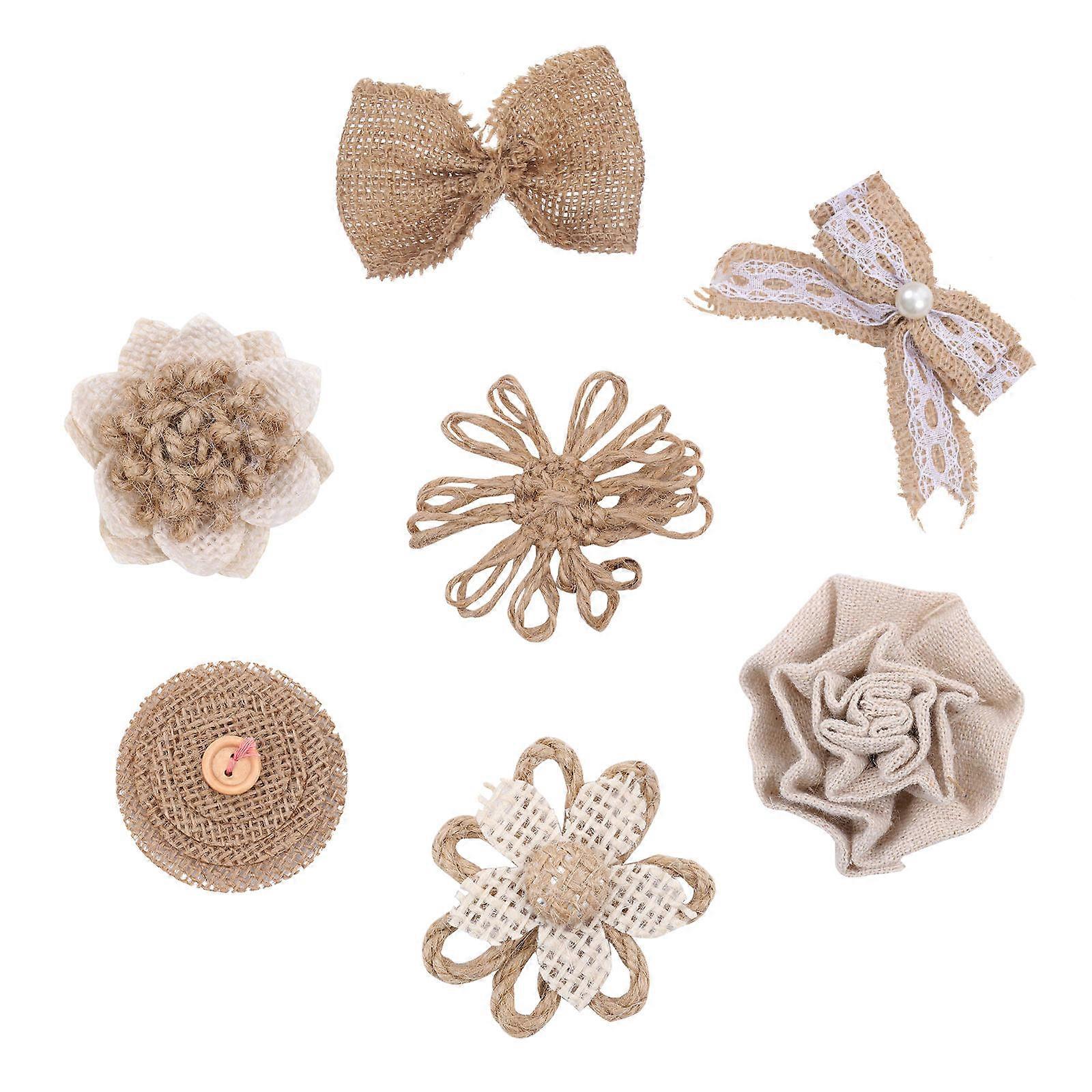 Linen Bowknot Decorations for Christmas Tree 7Pcs Assorted Color Bows