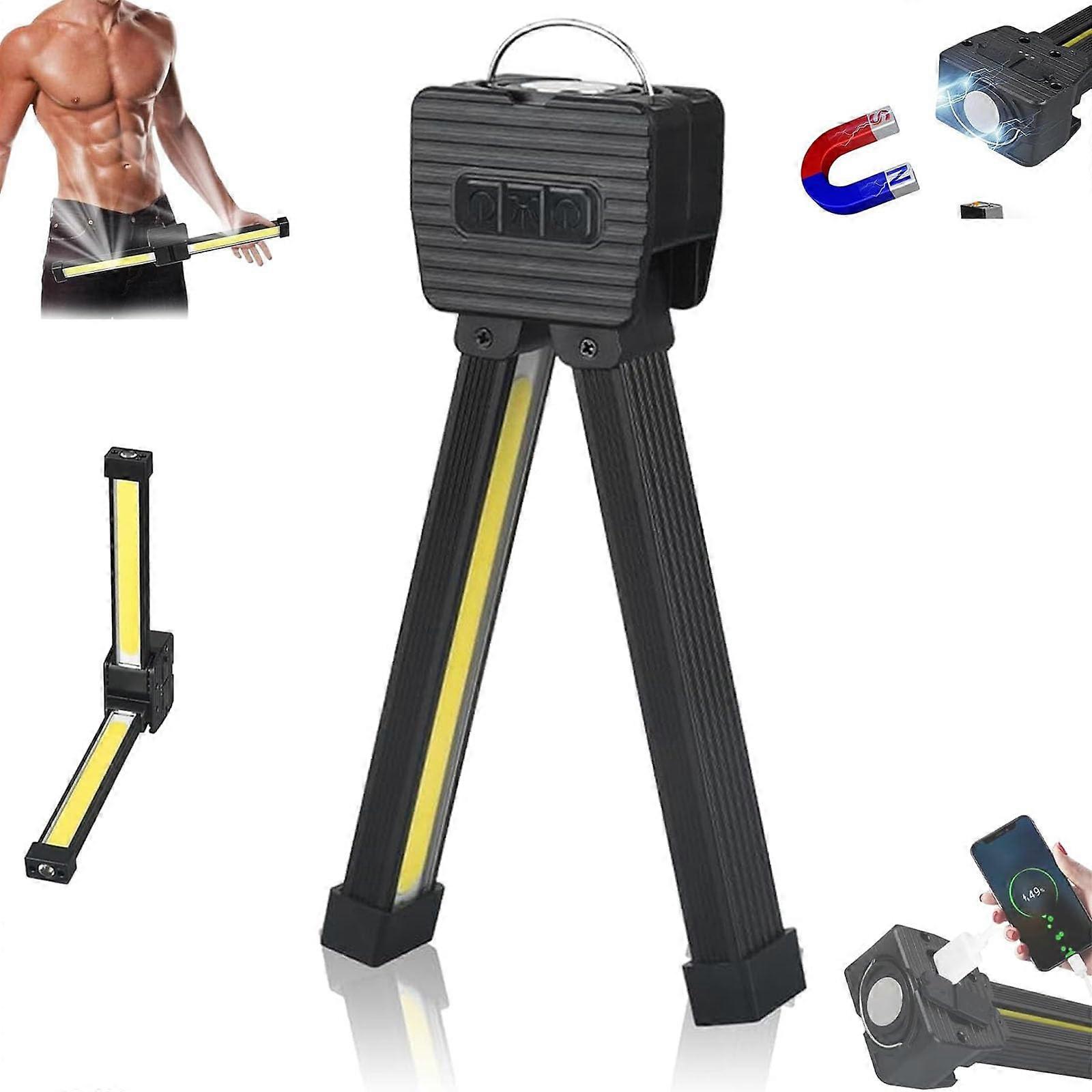 Gym Lamp For Posing USB Rechargeable Magnetic LED Work Light 7th Gear Dimming 180Degree Folding With Hanging Hook