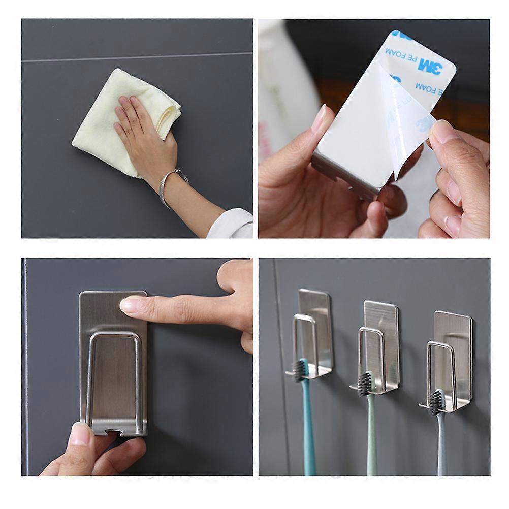 Stainless Steel Toothbrush Rack for Toothbrush Collection 4Pcs Silver