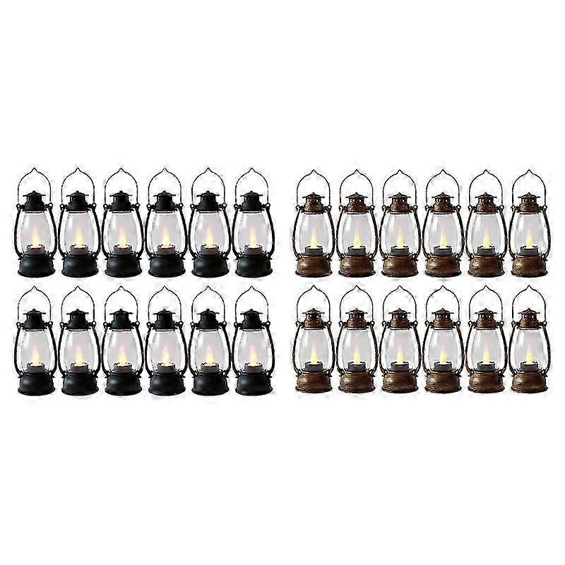 Vintag Candle Lanterns for Indoors 12Pcs Mini Lantern with Flicker Candles Small Hanging Lanterns fo
