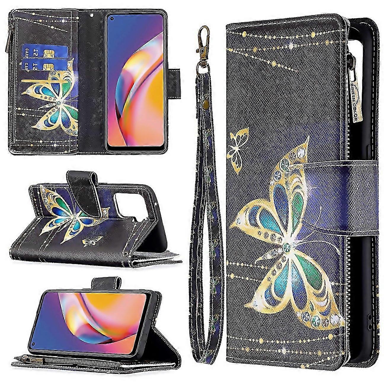 For Oppo A94reno5 Ff19 Pro Colored Drawing Pattern Zipper Horizontal Flip Leather Case With Holder C