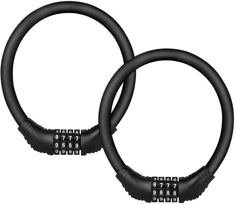 2pcs Bike Lock Cable, 4 Digit Security Resettable Combination Bicycle Lock Portable