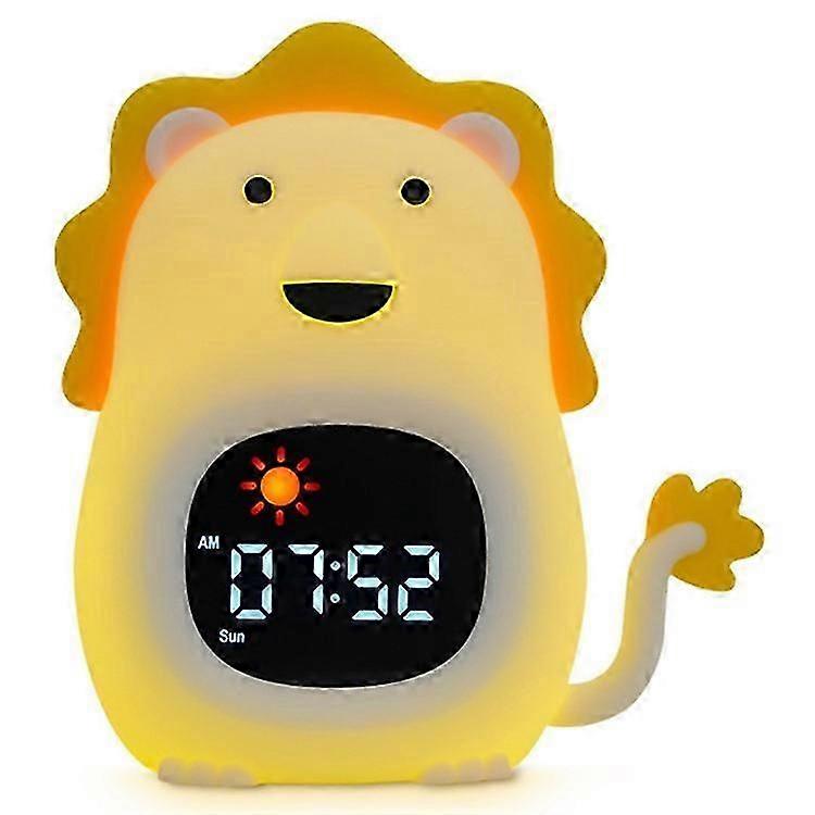 JL-822 Cartoon Lion Shape White Noise Alarm Clock Sleep Bedside Lamp Tap Control Night Light-Yvan