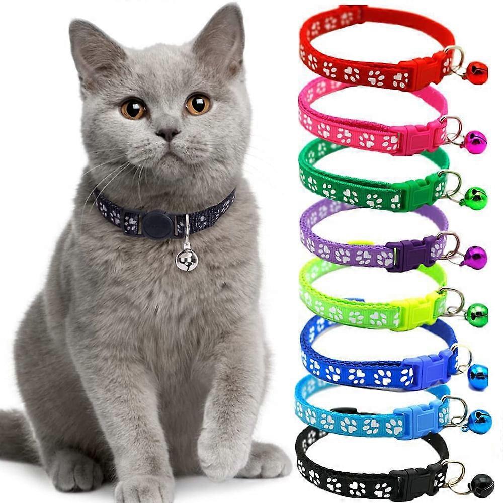 Kitten Collar with Bell, 4 Pack Breakaway Cat Collars with Safe Quick Release Buckle, Adjustable Soft Pet Collar for Small Medium Kitty Cats