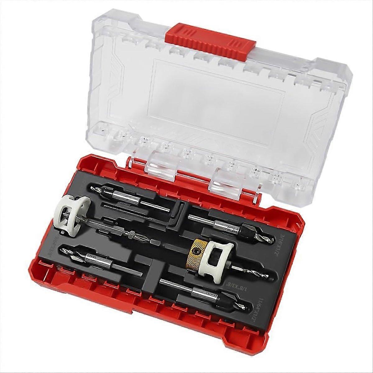 Hex Shank Countersink Drill Bits Set with Low Friction Depth Stop