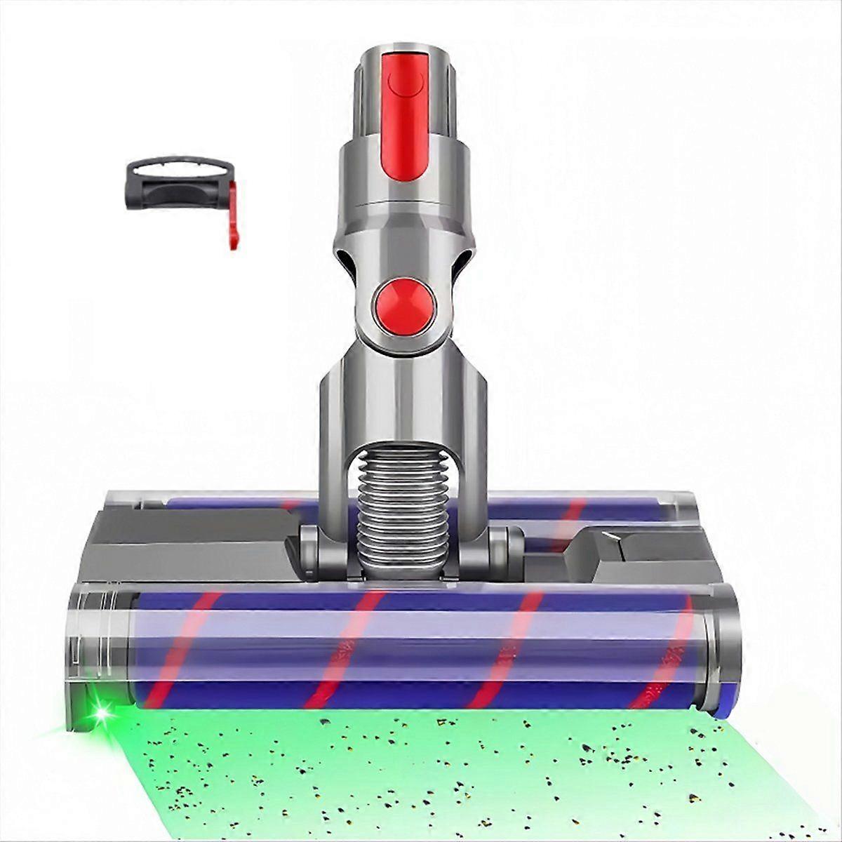Soft Dual Roller Rotating Brush Head for V7 V8 V10 V11 V15 Vacuum Attachments with Green LED Light