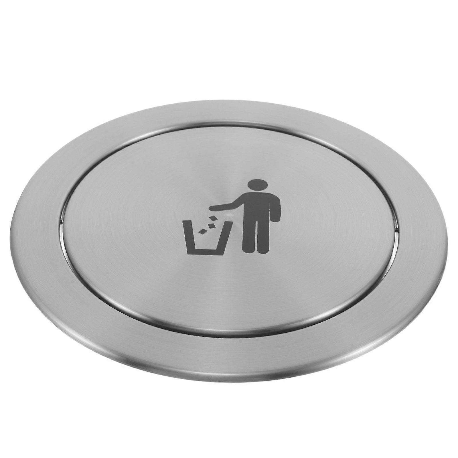 Built-In Countertop Waste Chute Lid - Stainless Steel Trash Grommet Round Knock Flap Recessed Garbage Cover for Home Use