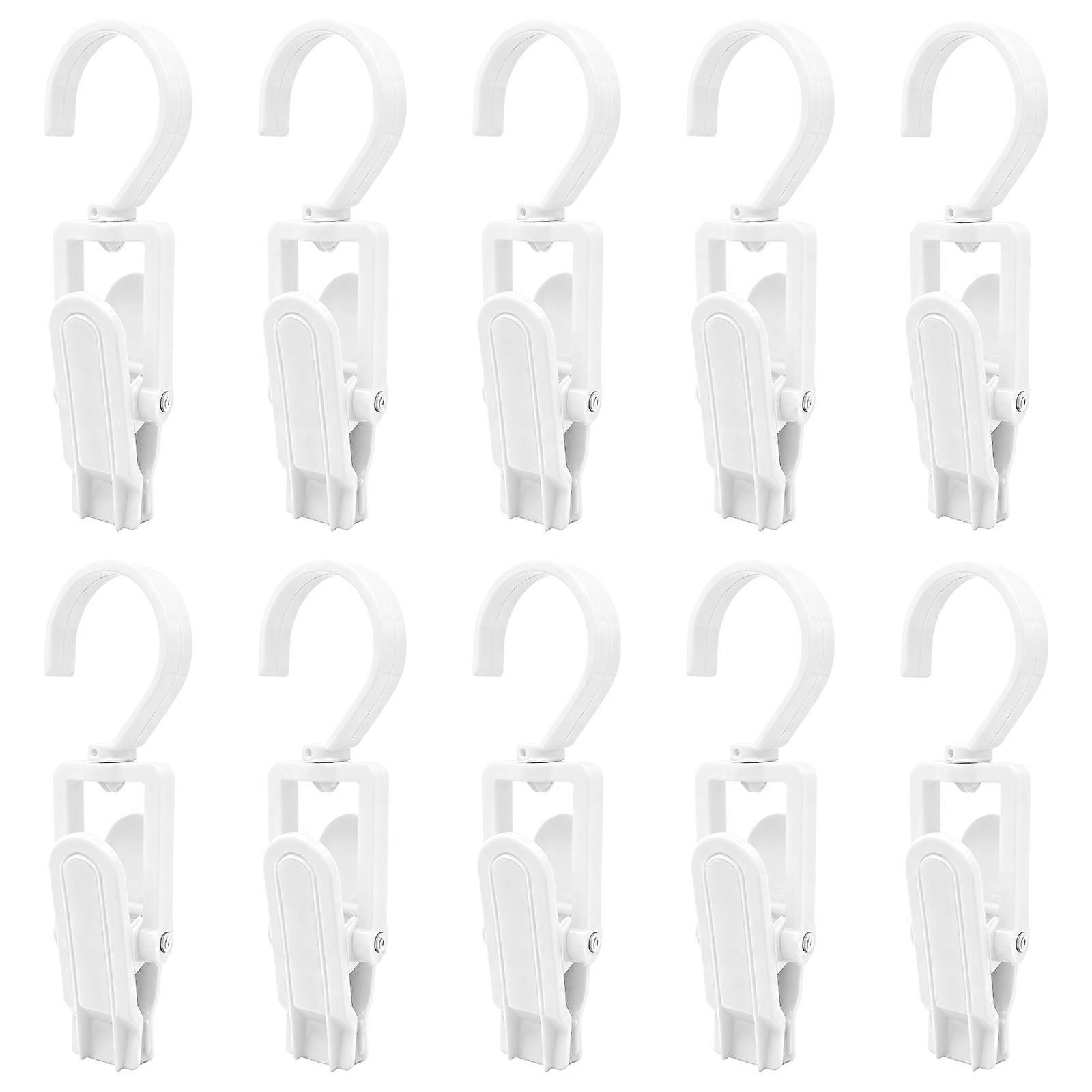 10pcs Plastic Clothespins Multipurpose Clamps For Drying Garments Holding Documents Home Storage Solution  White