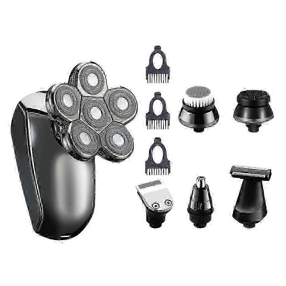 Mens Electric Shavers Multi Functional 6 In 1 For Men Home Use Silver 18 7x11 2cm Waterproof USB Charging 1Set