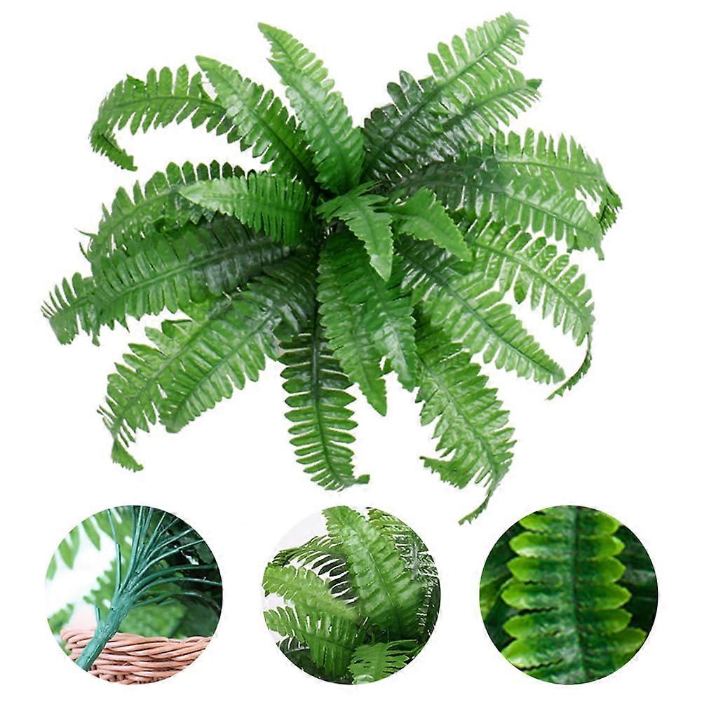 Artificial Fern TwoPiece Set, 21Inch Tall, Realistic Synthetic Fern Bush for Office and Garden Decor