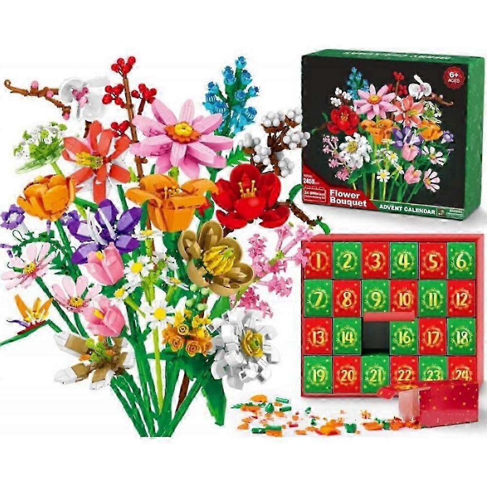 Advent Calendar 2025 Flower Bouquet Building Blocks For Adults Kids 24 Days Christmas Countdown Calendars With 24 Types Flowers
