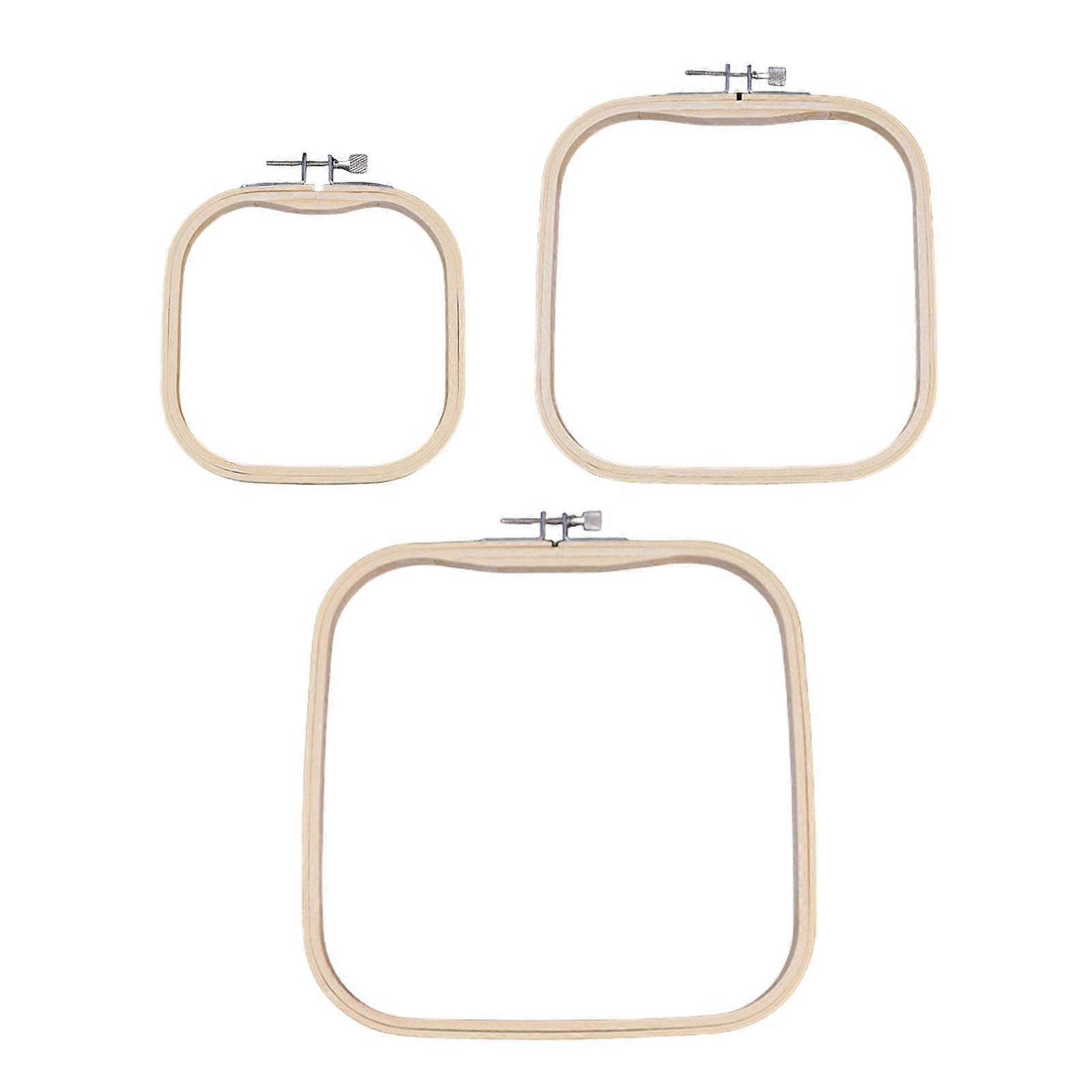 3Pcs Embroidery Hoop Wood Display Frame Square Stitching Hoop Embroidery Display Frame Multicolor