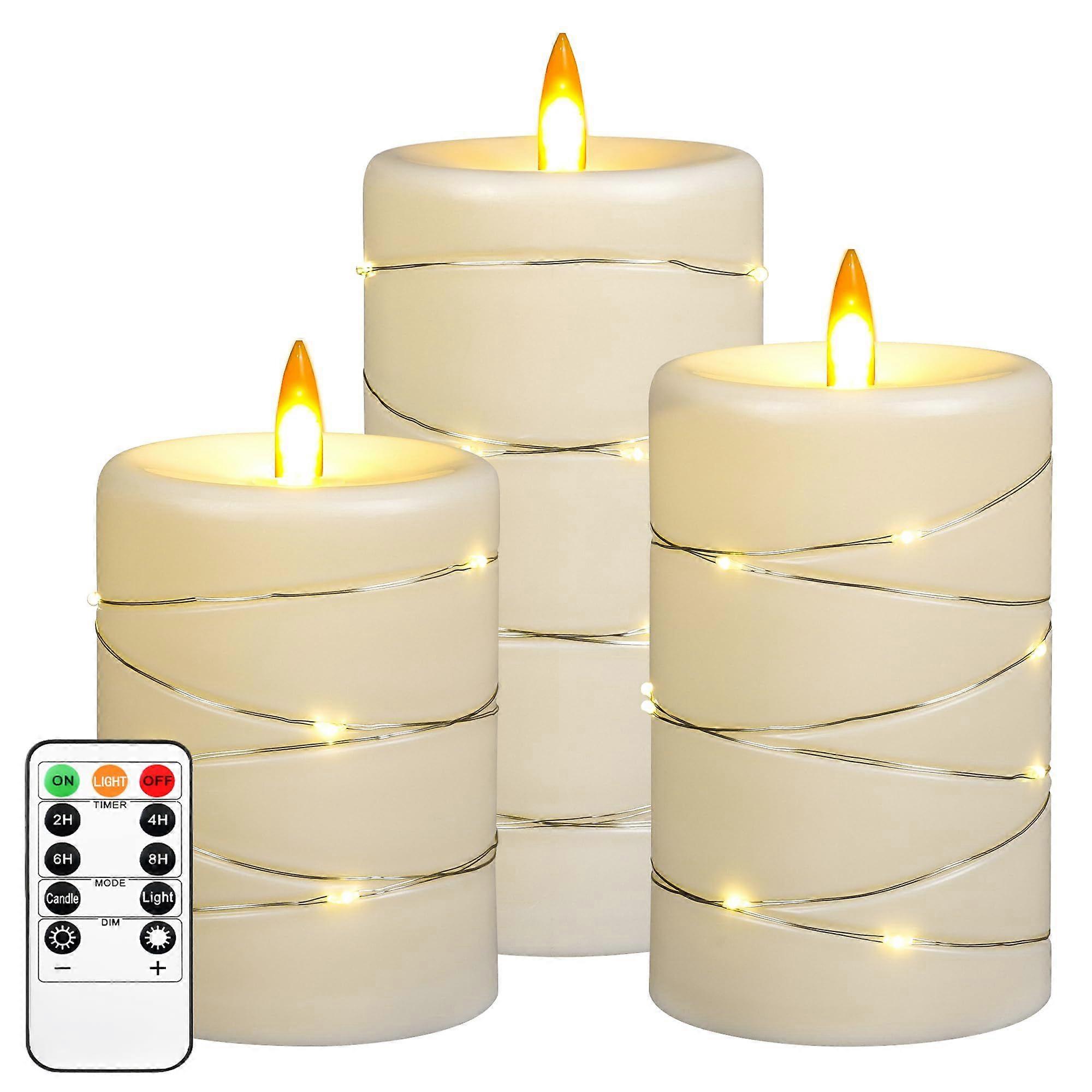 Candle light, 3 dynamic flame candles, 1 battery candle light, more realistic flame effect simulation, with timer remote control.