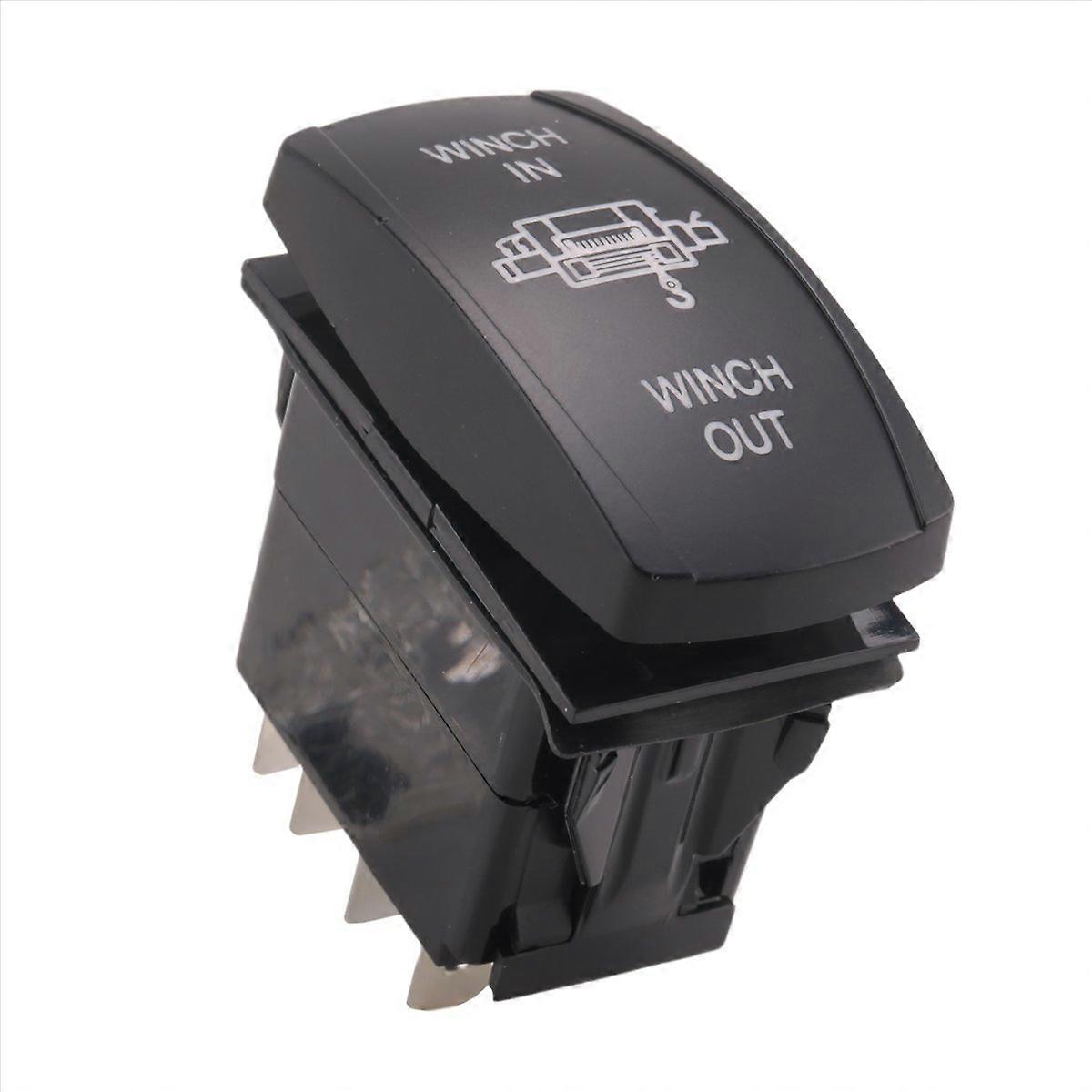 7Pin Laser Momentary Rocker Switch Winch In Winch Out 12V ON-OFF-ON LED Light blue