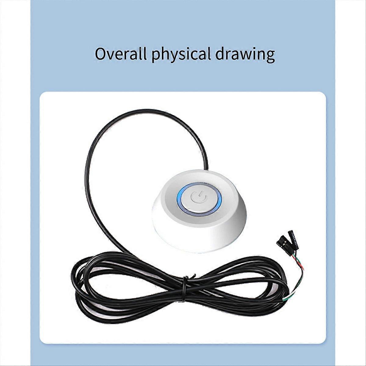 Computer Desktop Switch PC Motherboard External Start LED Light Power ON/OFF Round Button 2M Extensi