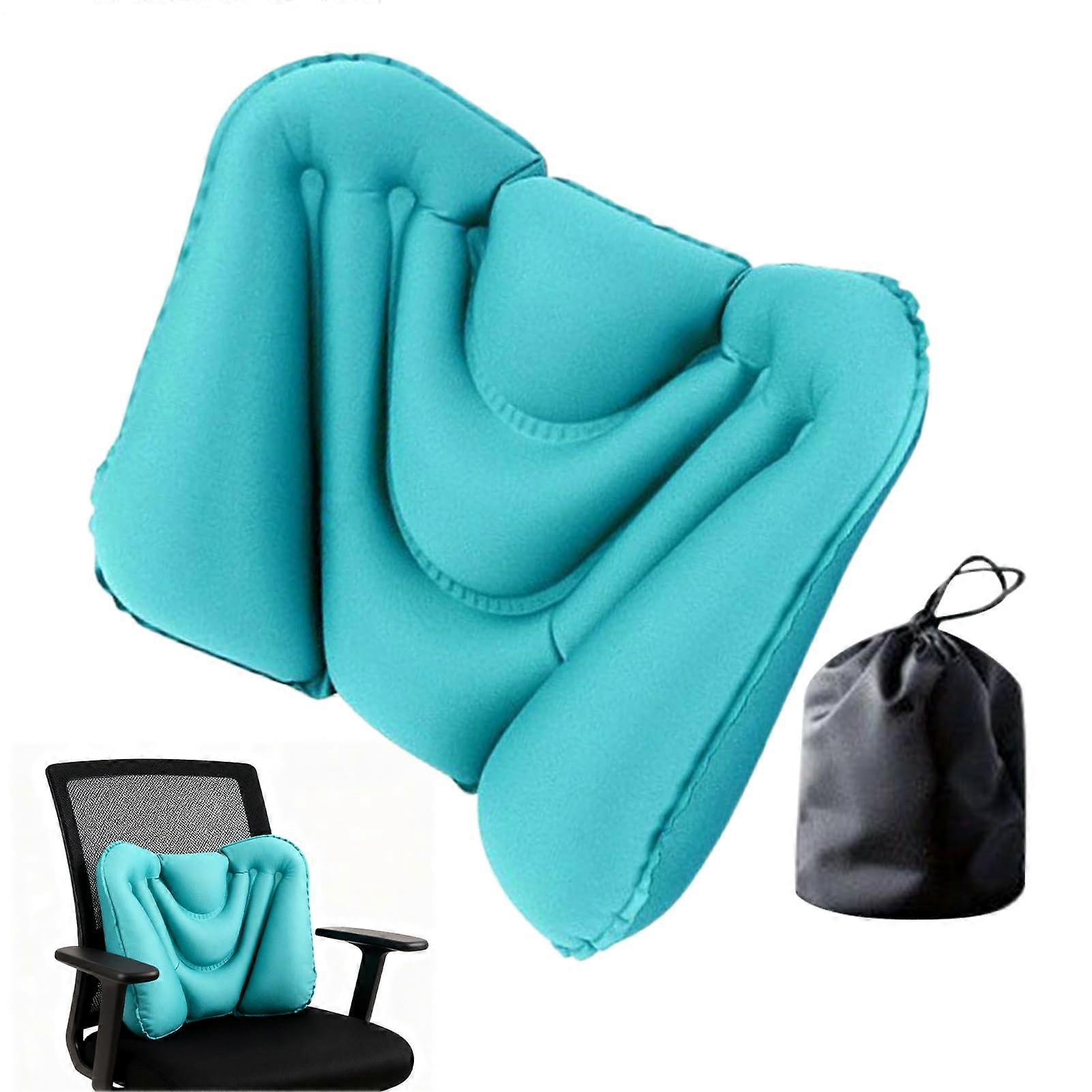 Back Support for Office Chair Inflatable Lumbar Back Cushion, Waist Seat Cushion, Travel Desk Driving Reading Blue