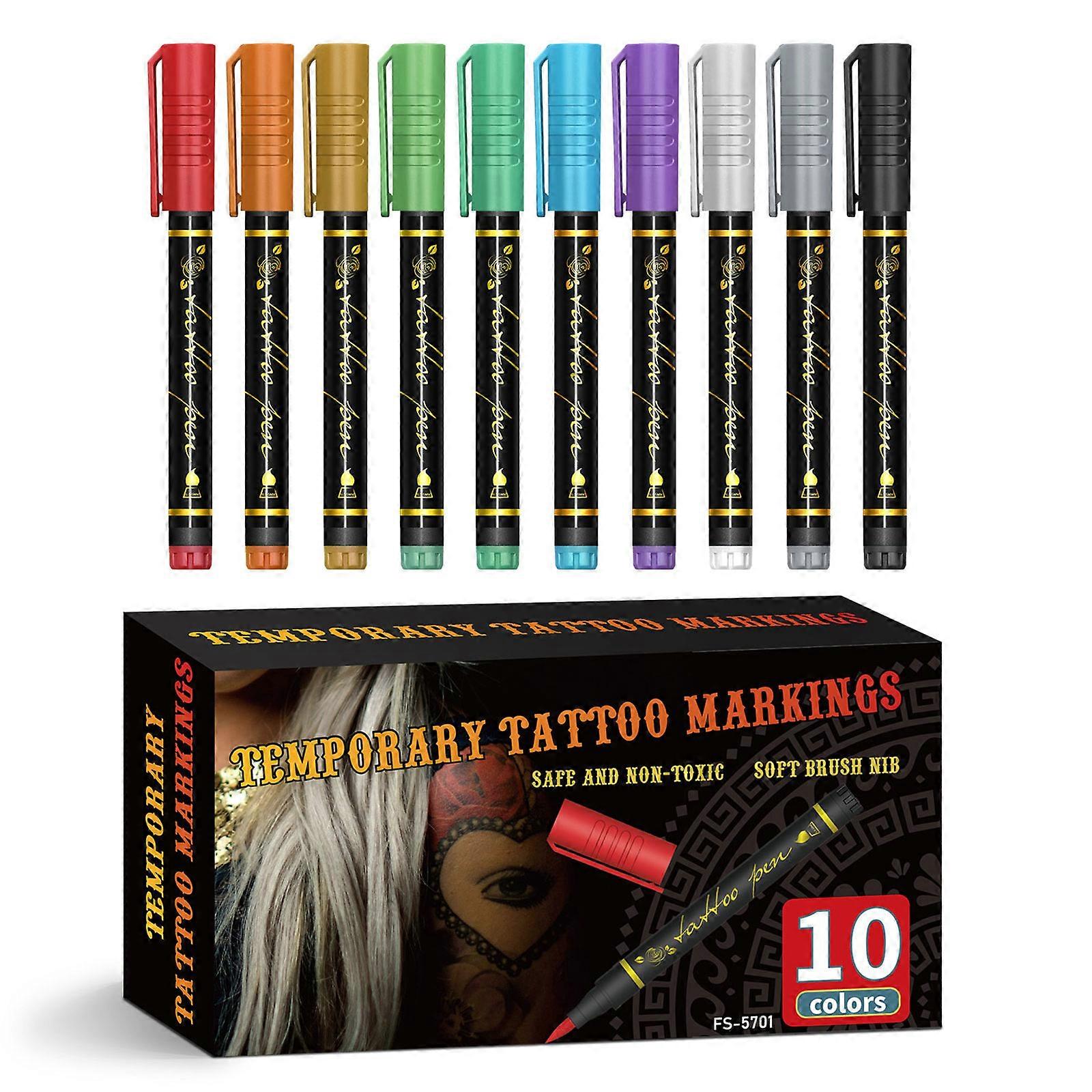 Multicolor Temporary Skin Art Pens Set Of 10 Water Based Safe For Childrens Halloween Crafts And Creative Expression Multicolor