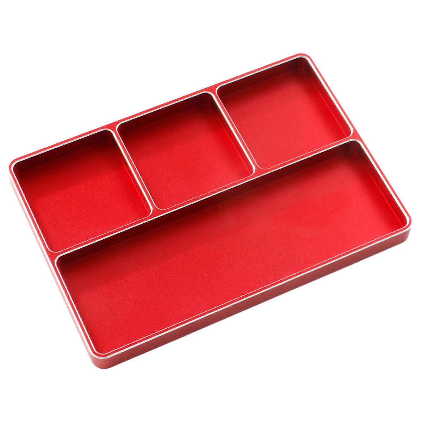 Small Part Storage Case Tool Box Organizer 4 Compartments Hardware Organizers Metal Dividers for Screws Nuts Nails  Red